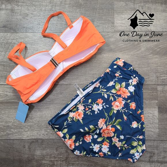 Yonique Plus Size Cross Front High Waist Bikini Swimsuit Size 12W - Picture 7 of 7